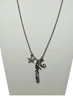 Kate Spade Dream Star Moon Charm Necklace silver tone Crystal Celestial Pendant